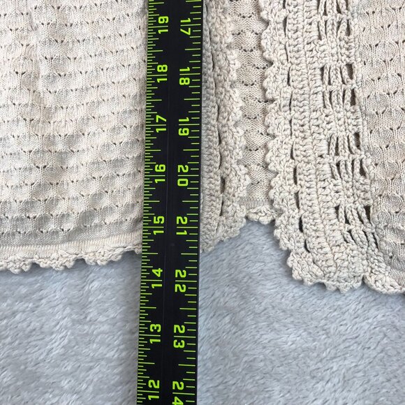 Mercer Street Studio Womens Cardigan Sweater Large Beige Open-Front Crochet Boho - Picture 3 of 12